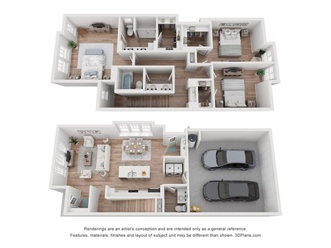Floor plan for 3 beds, 2.5 baths, 1450 sqft